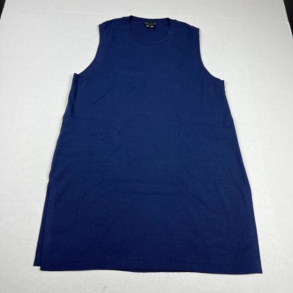 Theory Womens Knit Tunic Shirt Blue Sleeveless Classic Chic Long Tank MEDIUM - Picture 1 of 12